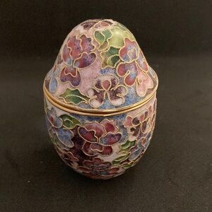 Vintage Floral Cloisonné Enamel Easter Egg Trinket Box Nyco Nicki Yassaman